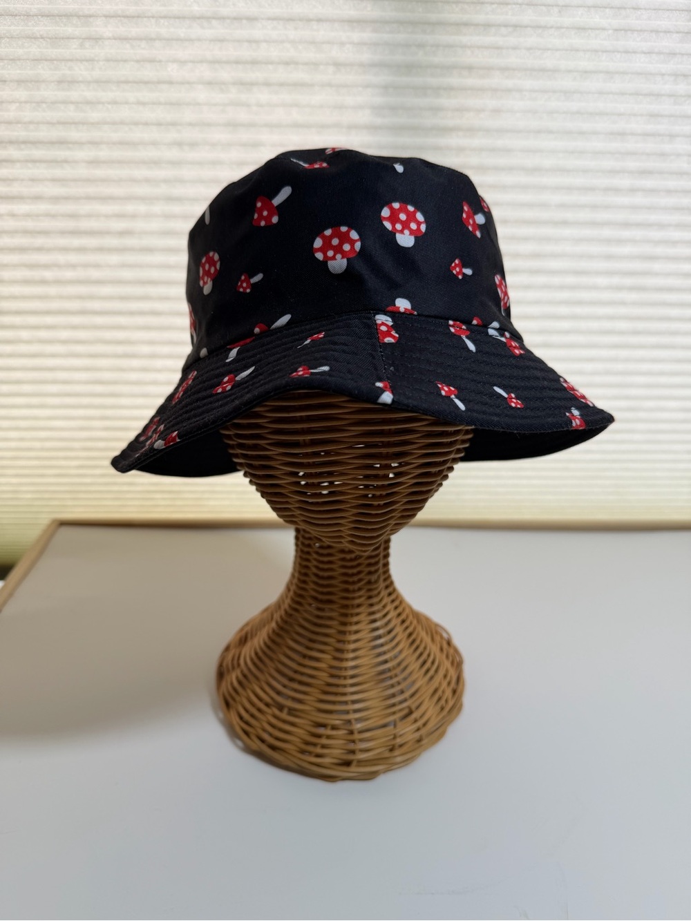Black Mushroom Print reversible Bucket Hat